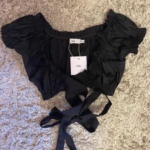 Black wrap around crop top
